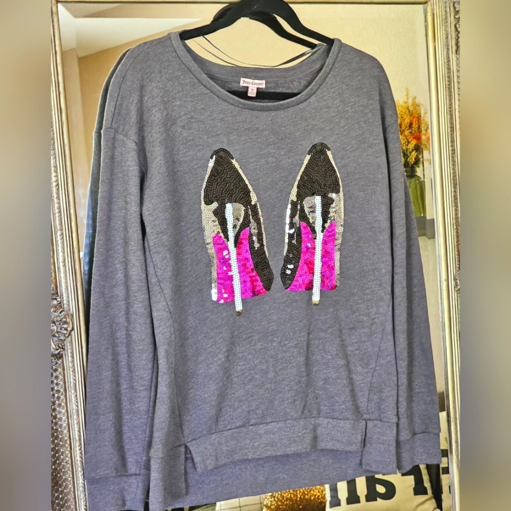 Juicy Couture High Heel Sequin Sweater Size Medium